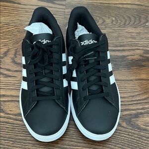 Adidas Men's Black Sneakers with White Stripes